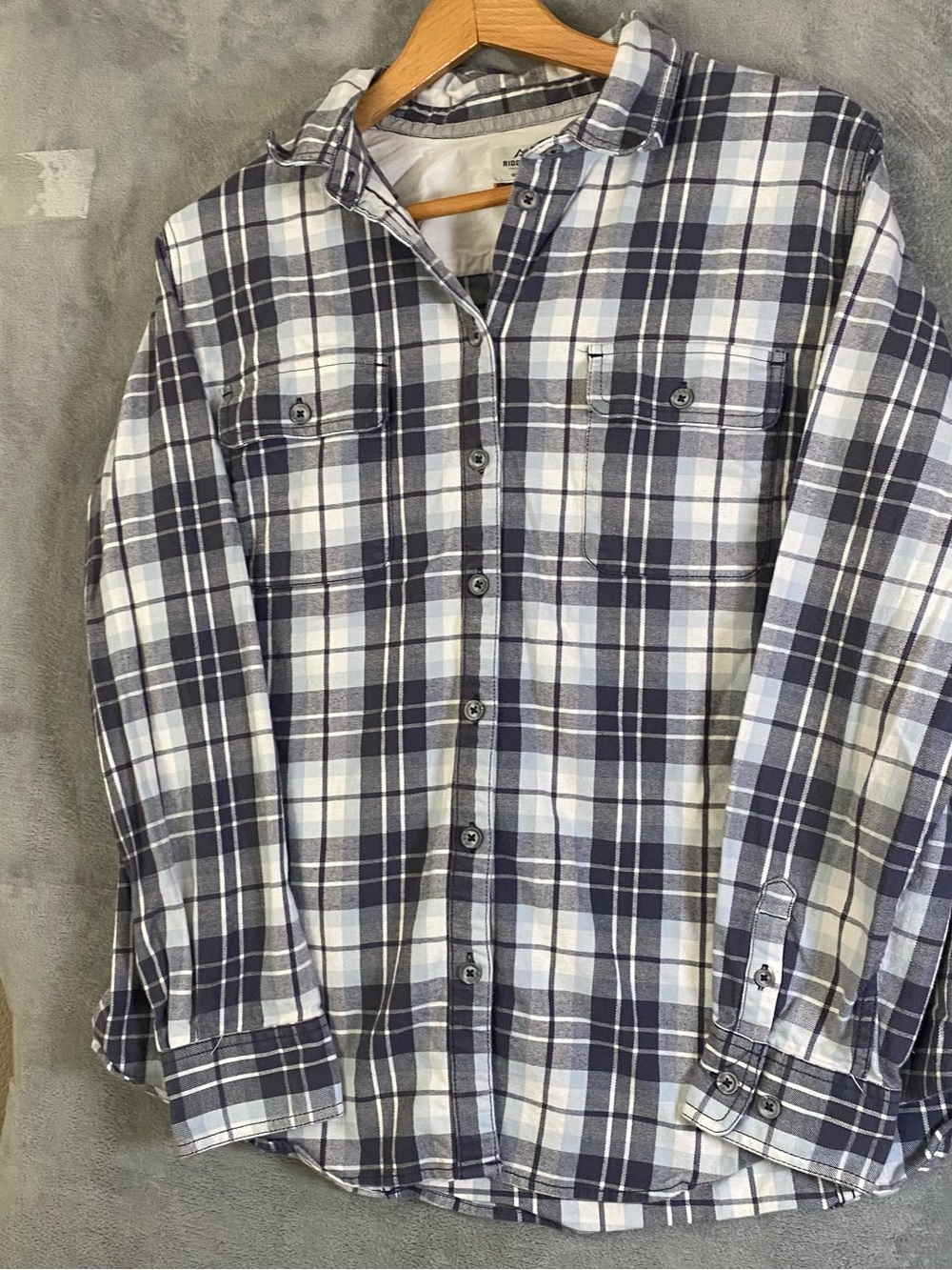 Ridgetcut toughwear women Blue and White Plaid Button-Up Shirt size X Large